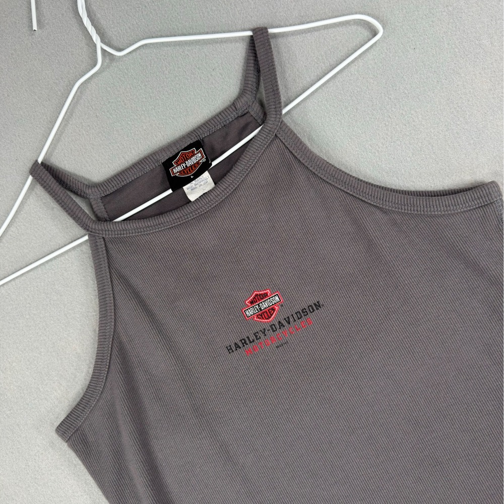 Harley-Davidson Barnett El Paso TX Ribbed Tank Top Shelf Bra Gray Large